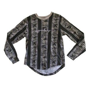 boys Seven Souls 7S 7 souls pullover shirt sz‎ L 10/12 black camo embroidered